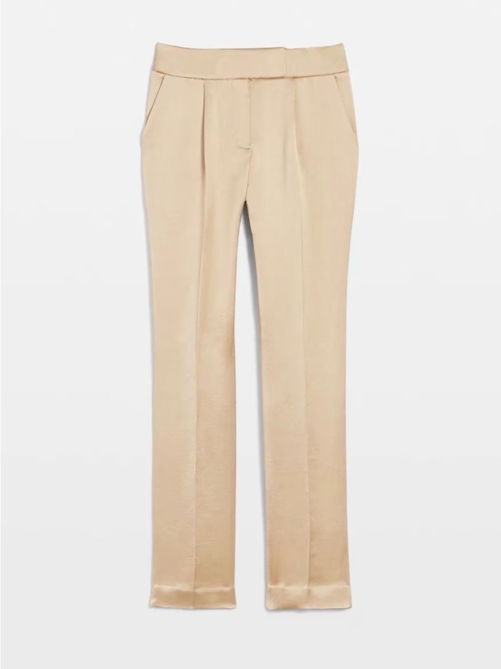 White House Black Market Golden Cream Satin Straight-Leg Pants Size 4 - Picture 6 of 16